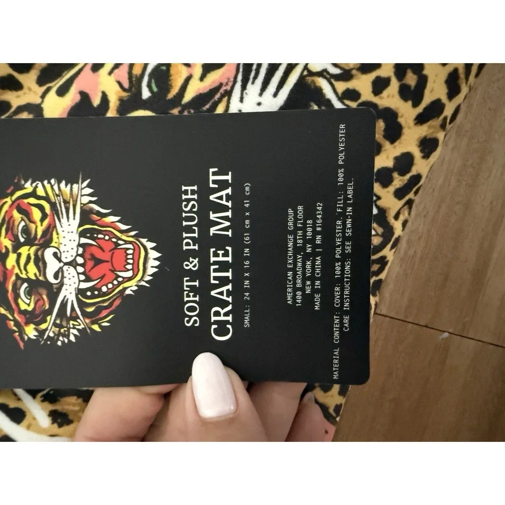 Ed Hardy Pet Crate Mat Small 24x16 Leopard Tiger Plush Dog Bed Cushion NWT